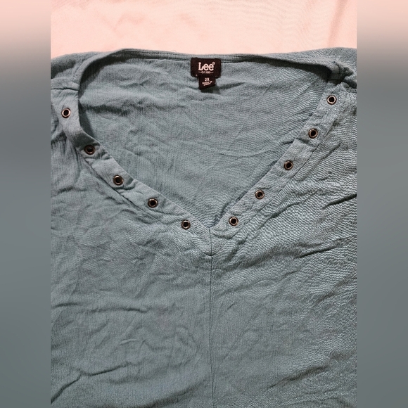 Lee Womens Deep V Neck Flowy Short Sleeve Casual Top - Picture 6 of 8